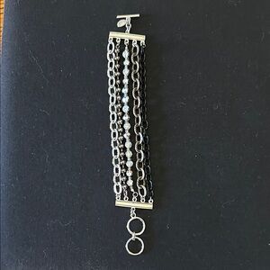 Silver and Black Multi-Chain Bracelet Cookie Lee by Premier